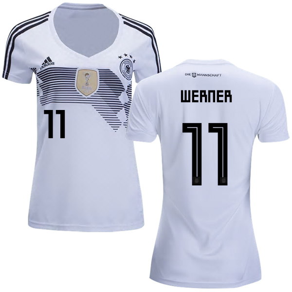 Women's Germany #11 Werner White Home Soccer Country Jersey
